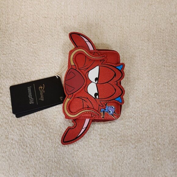 Loungefly Disney Mulan 25th Anniversary Mushu Glitter Zip Around Wallet NEW - Picture 9 of 13